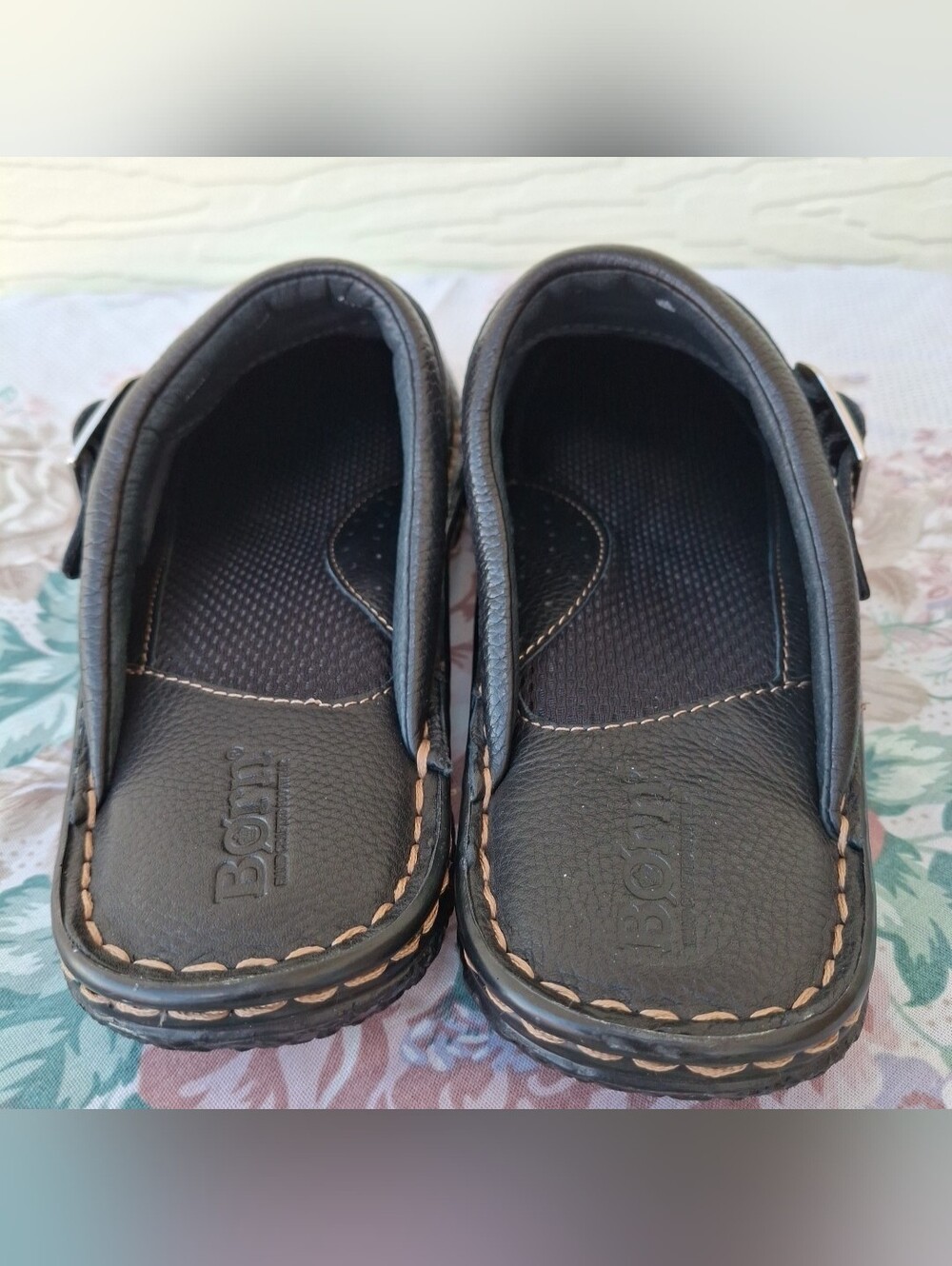 Born Leather Slip On Mules Womens Size 10 Black Clogs - Picture 4 of 8